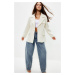 Trendyol White Oversize Lined Woven Blazer Jacket