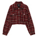 Pull&Bear Prechodná bunda  ohnivo červená / čierna / biela