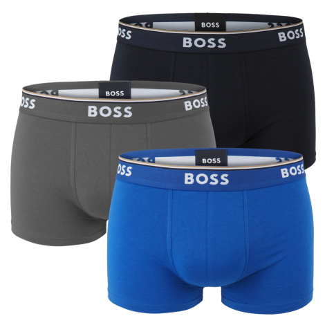 BOSS - boxerky 3PACK cotton stretch power gray & blue combo - limitovaná fashion edícia (HUGO BO Hugo Boss