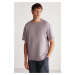 GRIMELANGE Hughie Men's Comfort Fit Pale Effect Thick Textured Lilac T-shir