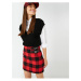 Koton Checked Mini Skirt with Double Buckle Detail and Zipper