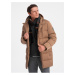Hnedý pánsky zimný prešívaný kabát Ombre Clothing