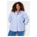 Trendyol Curve Blue Striped Poplin Shirt