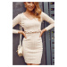 Knitted beige dress with a decorative waist