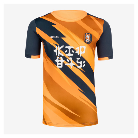 Detský futbalový dres s krátkym rukávom Tiger oranžovo-modrý KIPSTA