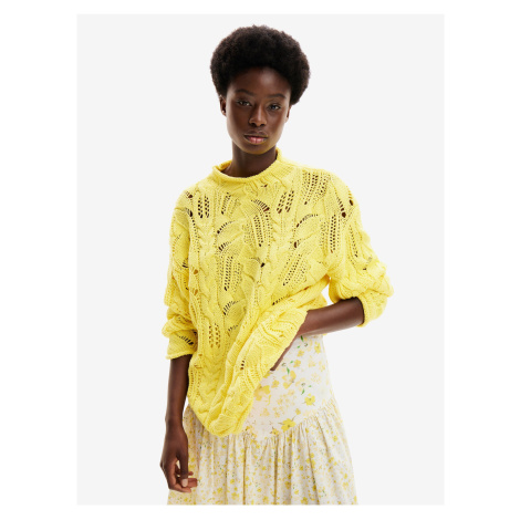 Women's yellow sweater with wool blend Desigual Milano - Women