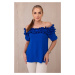 Spanish blouse with a small ruffle cornflower blue