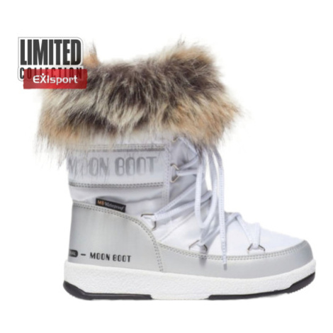 Detské členkové zimné topánky MOON BOOT Monaco Low WP Girl white silver