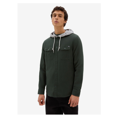 Dark green men's hooded shirt VANS Parkway II - Men
