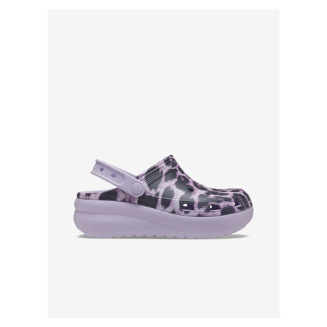 Black & Purple Girls' Patterned Slippers Crocs - Girls