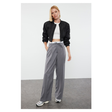 Trendyol Grey Boxer Detail Wide Leg/Wide Leg Woven Trousers