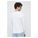Bavlnené tričko s dlhým rukávom United Colors of Benetton biela farba, jednofarebné
