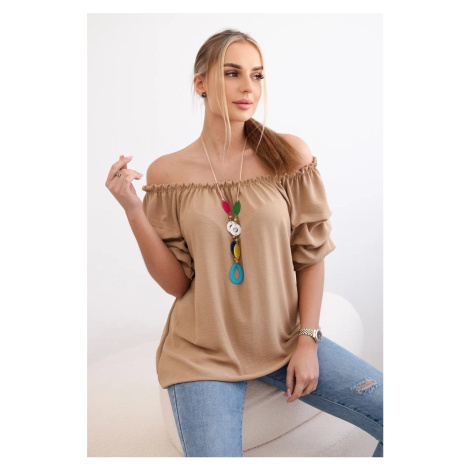 Spanish blouse with decorative sleeves Camel