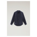 Košeľa Woolrich Linen Shirt Maritime Blue