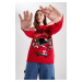 DEFACTO New Year's Themed Red Crew Neck Sweater