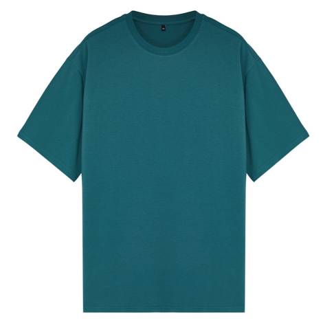 Trendyol Plus Size Smaragdovo Zelené Pravidelné/Normálne Fit Pohodlné Základné 100% Bavlnené Tri
