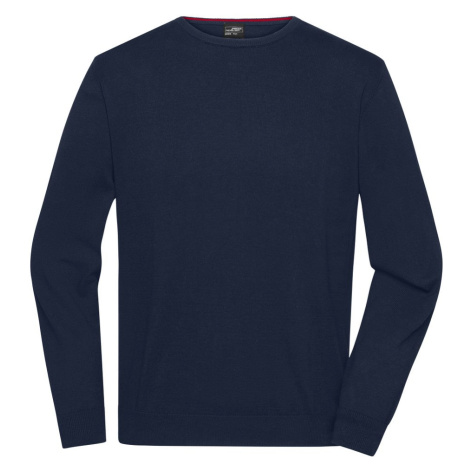 James & Nicholson Ľahký pánsky pletený sveter JN1314 - Tmavomodrá