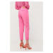 Nohavice BOSS dámske, ružová farba, rovné, vysoký pás, 50457545