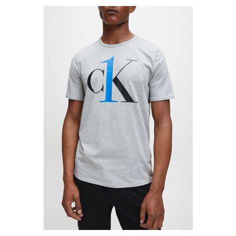 Calvin Klein sivé pánske tričko S/S Crew Neck