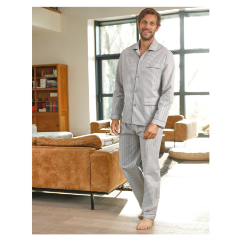 Blancheporte Pruhované pyžamo bavlnený flanel sivá