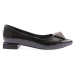 DGN 2807-23y Women's Pointed Toe Galvanized Heeled Flats with Crystal Stone Buckles.