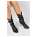 Fox Shoes Black Gathered Dallas Women's Boots