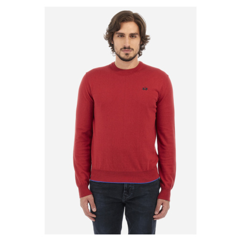 Sveter La Martina Man Sweater Cotton Wool Blend Červená