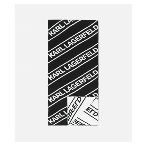 Šál Karl Lagerfeld Logo Wool Scarf - Čierna