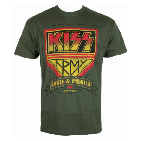 Tričko metal HYBRIS Kiss ARMY Distressed Logo Čierna zelená