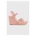 Sandále Tommy Hilfiger ESSENTIAL WEDGE SANDAL dámske, ružová farba, na kline, FW0FW07159