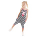 Denokids Love Me Girl's Striped Cat Strap Jumpsuit