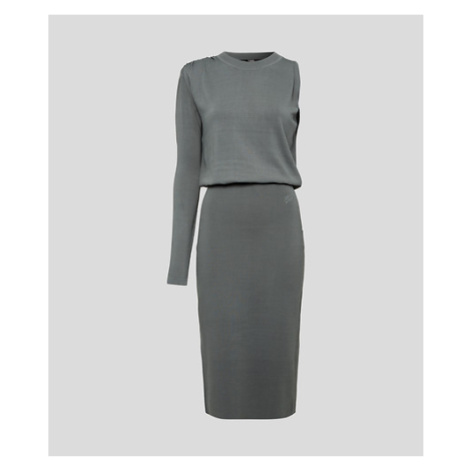 Šaty Karl Lagerfeld Asymmetric Knit Dress Zelená