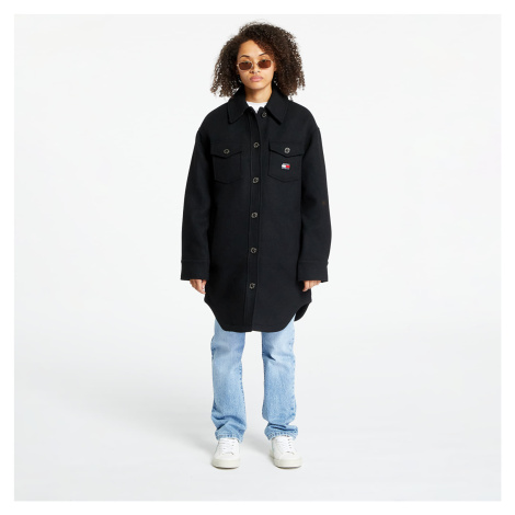 Kabát TOMMY JEANS Wool Coat Black Tommy Hilfiger