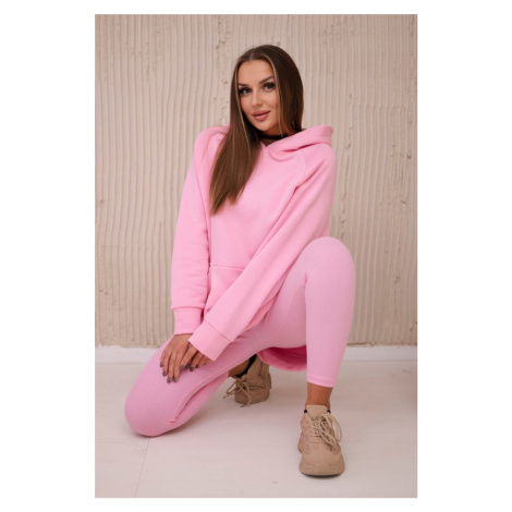 Cotton set insulated sweatshirt + leggings light pink