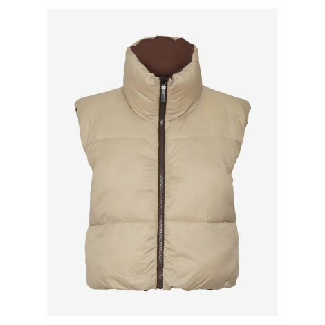 Brown-beige quilted double-sided short vest Noisy May Ales - Ladies