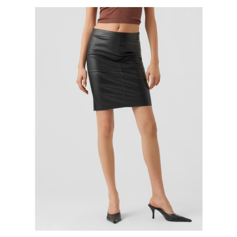 Women's black faux leather skirt VERO MODA Olympia - Women