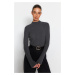 Trendyol Anthracite Stand-up Collar Knitwear Sweater