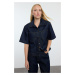 Trendyol Dark Blue Short Sleeve Denim Shirt