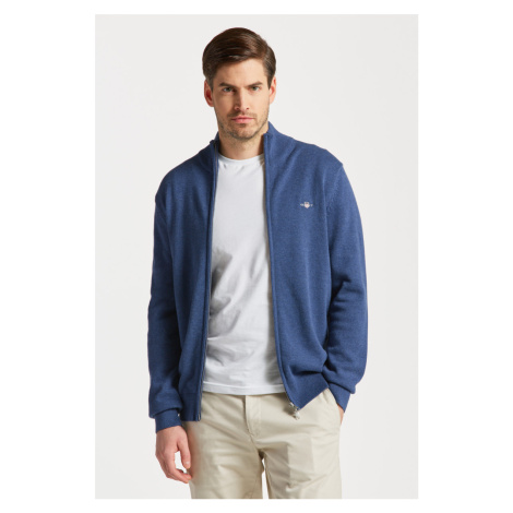 SVETER GANT CASUAL COTTON ZIP CARDIGAN modrá