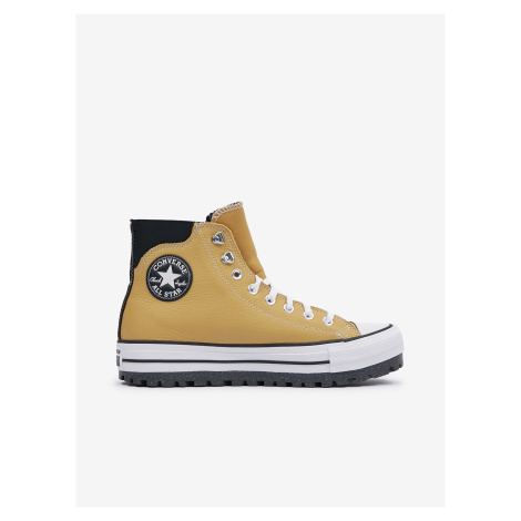 Horčicové kožené členkové tenisky Converse Chuck Taylor All Star City Trek