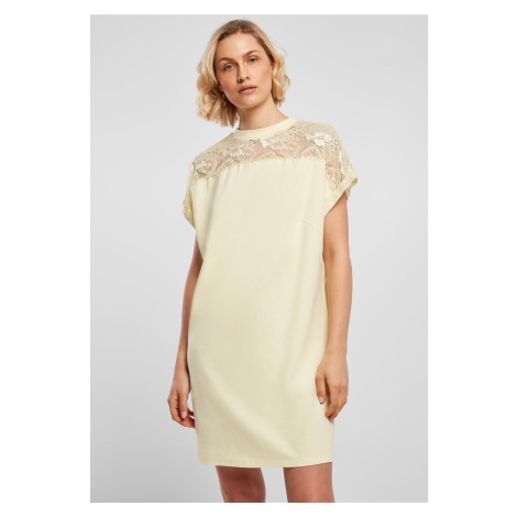 Women's lace T-shirt in soft yellow color