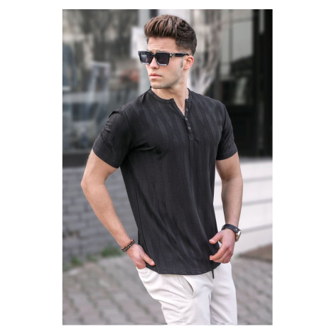 Madmext Men's Black Buttoned T-Shirt 5831