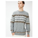 Koton Ethnic Patterned Knitwear Sweater Crew Neck Long Sleeve