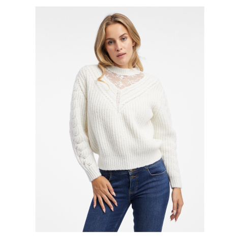 Orsay Women's Cream Sweater with Lace - Women