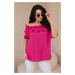 Spanish blouse with decorative ruffle fuchsia