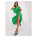 Zelené voľné oversize midi šaty s pásikom DHJ-SK-5691.58-green