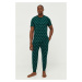 Bavlnené pyžamové nohavice Polo Ralph Lauren zelená farba,vzorovaná,714899500