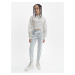 Biela dámska vzorovaná cropped mikina s kapucňou Calvin Klein Jeans