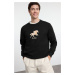 Trendyol Black Regular Cut Animal Printed Sweatshirt