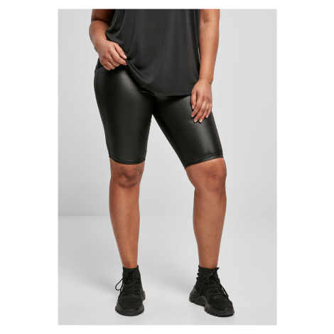 Women's synthetic leather cycling shorts black Urban Classics